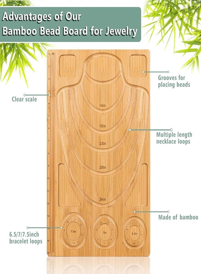 Adrattnay Wooden Bead Boards for Jewelry Making with Box, 16.9 x 11.4” Bamboo Beading Board for Bracelet Necklaces Making, Beginners Bead Design Board Measuring Beads Tray - Image 3