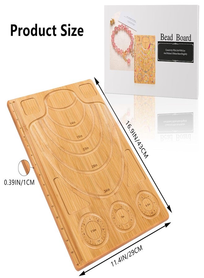Adrattnay Wooden Bead Boards for Jewelry Making with Box, 16.9 x 11.4” Bamboo Beading Board for Bracelet Necklaces Making, Beginners Bead Design Board Measuring Beads Tray - Image 2