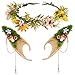 FRESHME Renaissance Mushroom Elf Ears with Crown Butterfly Flower Headpiece Set Fairy Forest Mushroom Pixie Ears and Elf Floral Woodland Crown for Women Renfaire Wedding Halloween Cosplay Bridal Photo Shoot - Image 2
