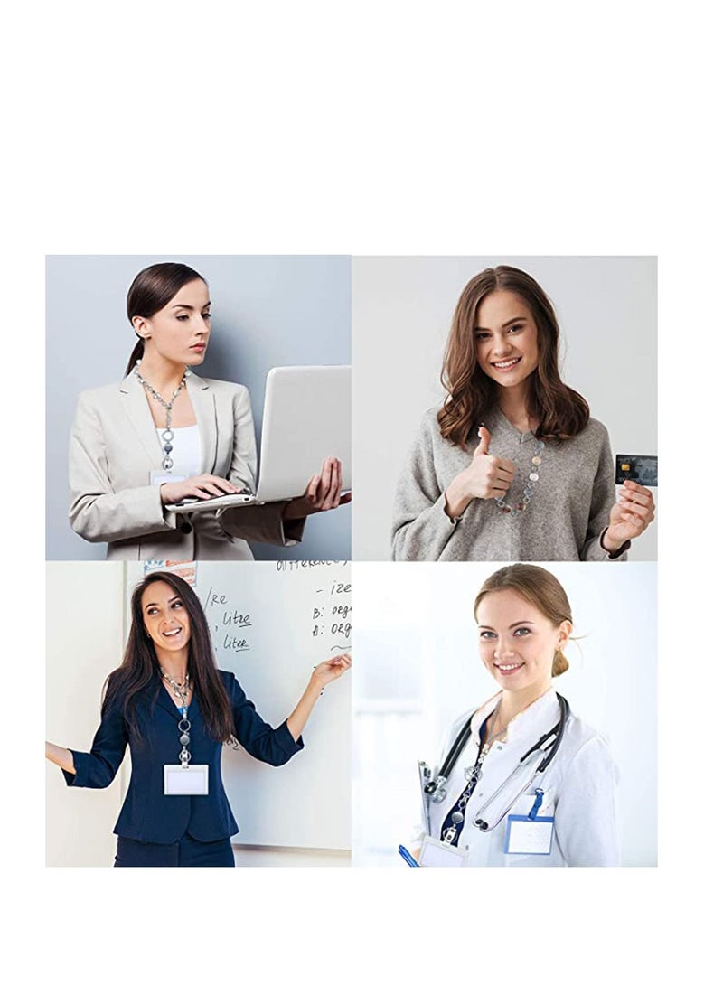 واي آند دي حبل مرصع بالجواهر قابل للسحب مع مجموعة حامل الهوية ، شارة اسم القلادة سلسلة مطرز مشبك الاسم مقاوم للماء للمكتب (3 قطع) - Image 2