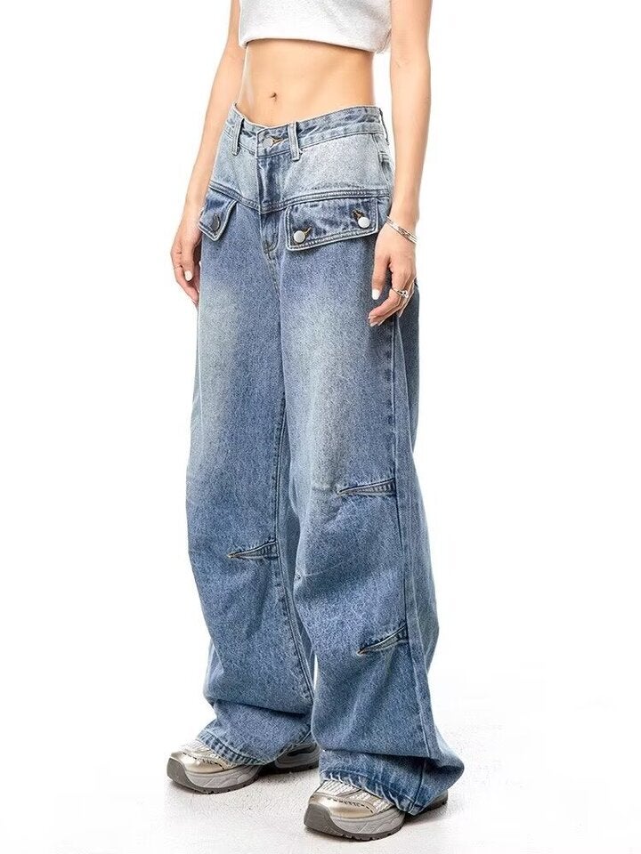 Unisex Classic Denim Jeans Loose Fit Daily Outdoor Wear - Image 1