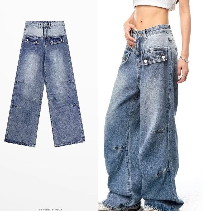 Unisex Classic Denim Jeans Loose Fit Daily Outdoor Wear - Image 2