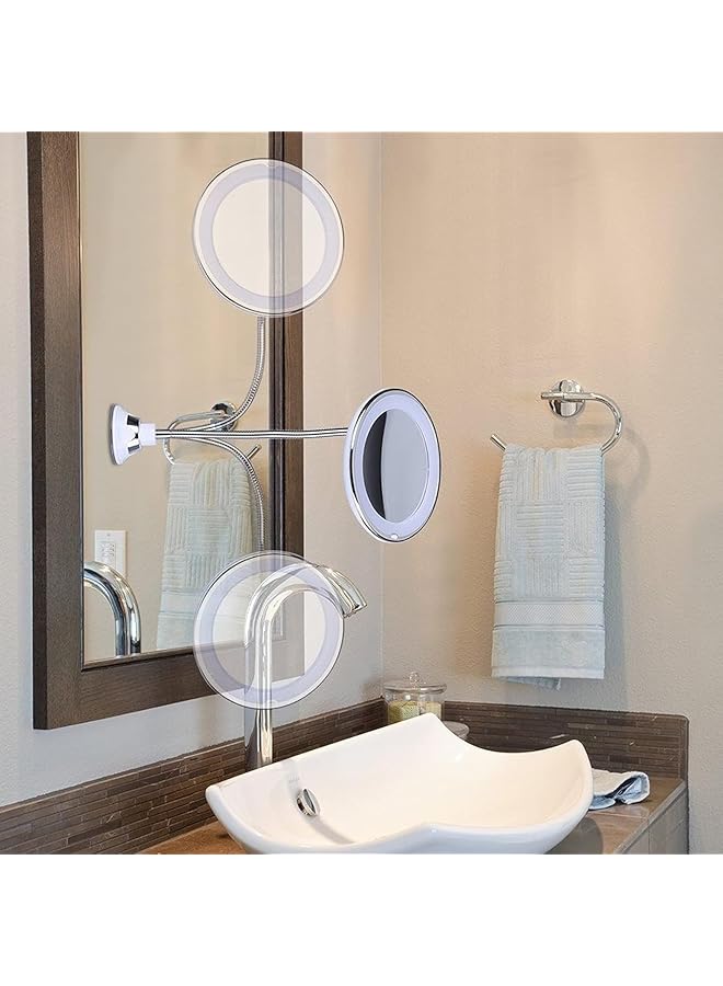 erorex 10X Magnifying Makeup Mirror Led Mirror Adjustable Flexible Gooseneck Locking Suction Cosmetic Mirror Magnifying Mirrors Vanity Mirror For Bedroom Bathroom - Image 5