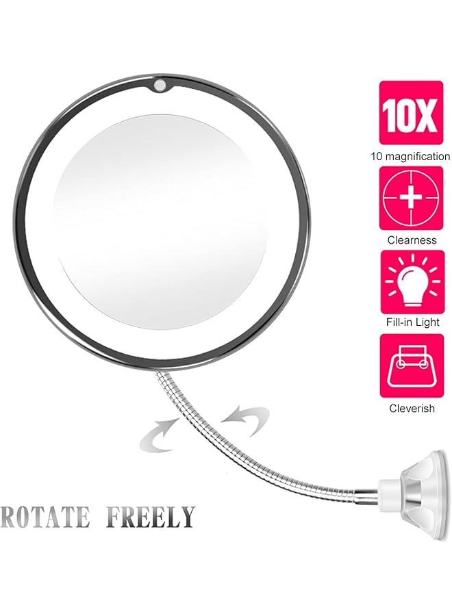 erorex 10X Magnifying Makeup Mirror Led Mirror Adjustable Flexible Gooseneck Locking Suction Cosmetic Mirror Magnifying Mirrors Vanity Mirror For Bedroom Bathroom - Image 3