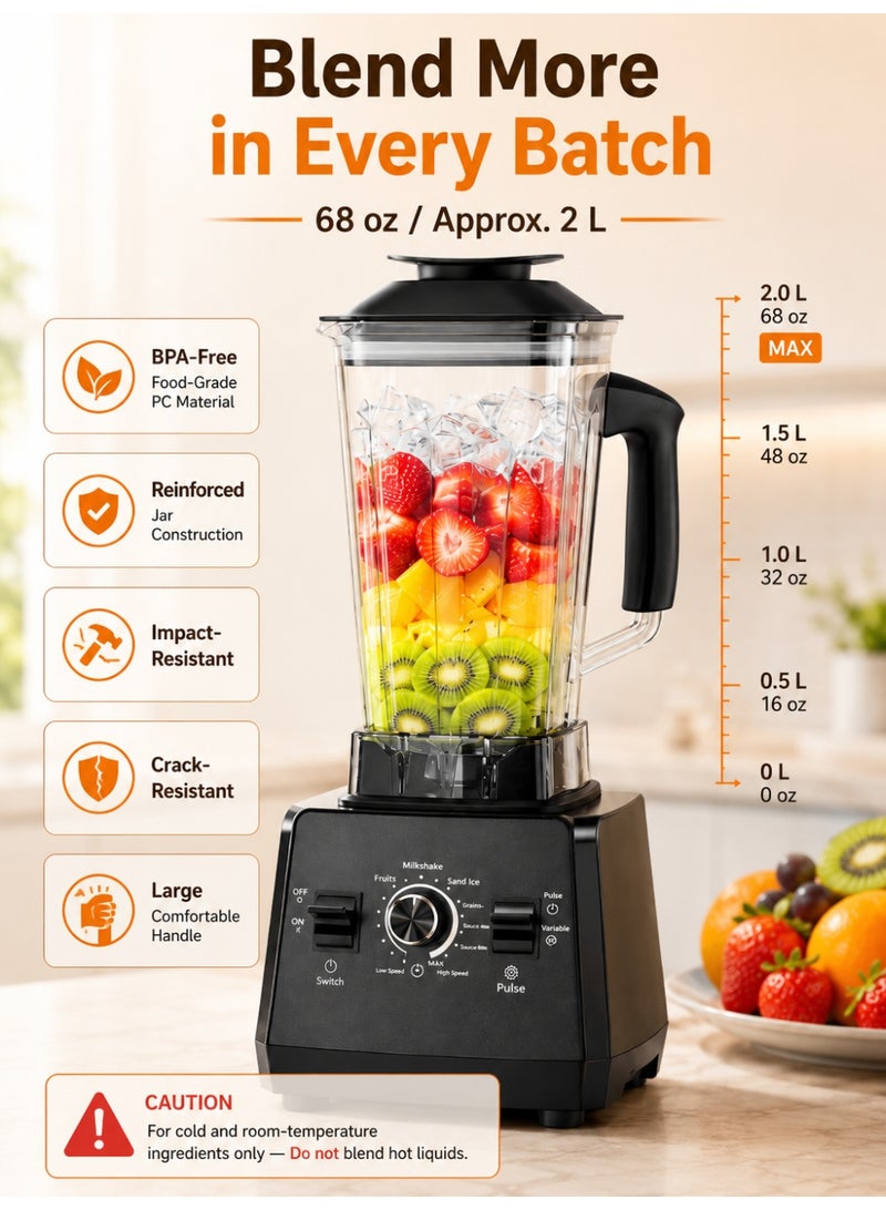 Vicalo Professional Juice Blender 1000W/2400W 25000RPM 68oz Blender Grinder Combo - Image 4