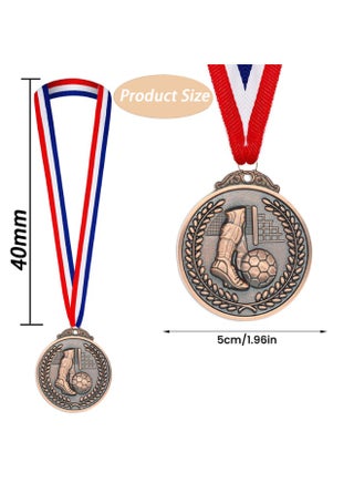 9 Pack Soccer Medals for Kids, Metals Gold Award Medals Suitable Red, White, and Blue Stripes 15.5" Ribbon, for Sports competitions Celebration and Party Favors - view 2