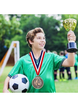 9 Pack Soccer Medals for Kids, Metals Gold Award Medals Suitable Red, White, and Blue Stripes 15.5" Ribbon, for Sports competitions Celebration and Party Favors - view 4