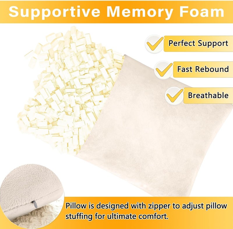 1 MIDDLE ONE 2 Pack Small Pillow, Memory Foam Mini Pillow 11 X 7 Inches for Travel, Sleeping, Nap and Neck, Knee, Lumbar Support, Tiny Cushion for Pet, Dogs (Off-White) - Image 3