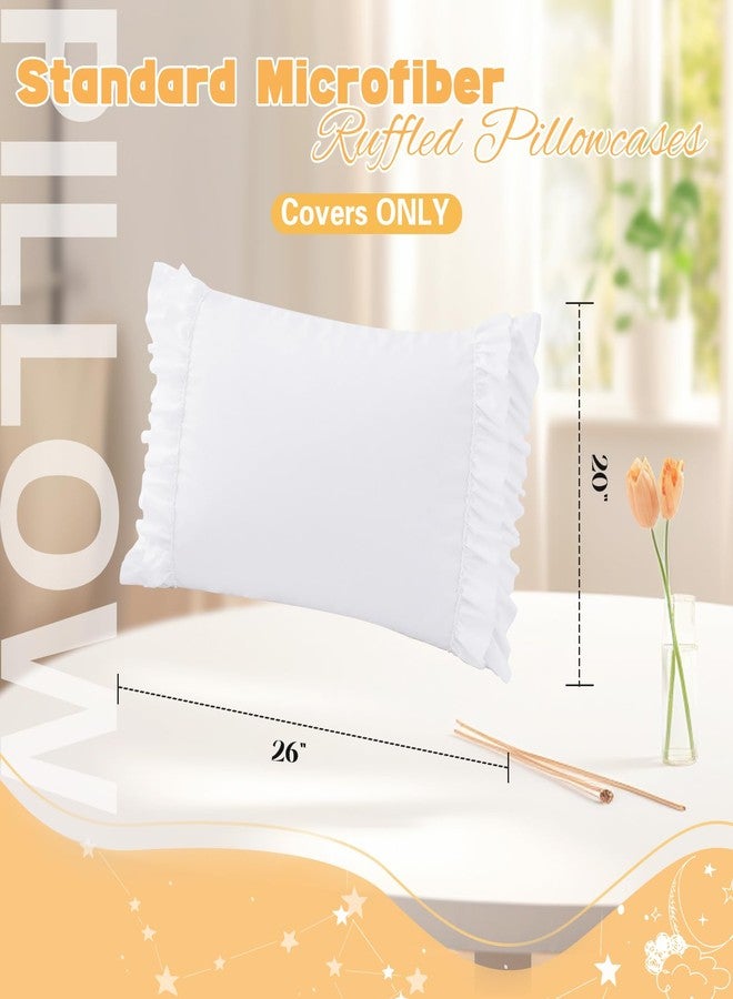 RUDONG M Ruffled Pillow Cases Set of 2, Standard Microfiber Pillowcases, Decorative Ruffle Pillow Covers with Envelope Closure, 20x26 Inches White Boho Pillow Shams - Image 4