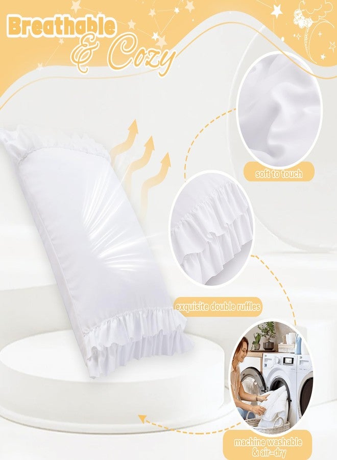 RUDONG M Ruffled Pillow Cases Set of 2, Standard Microfiber Pillowcases, Decorative Ruffle Pillow Covers with Envelope Closure, 20x26 Inches White Boho Pillow Shams - Image 2