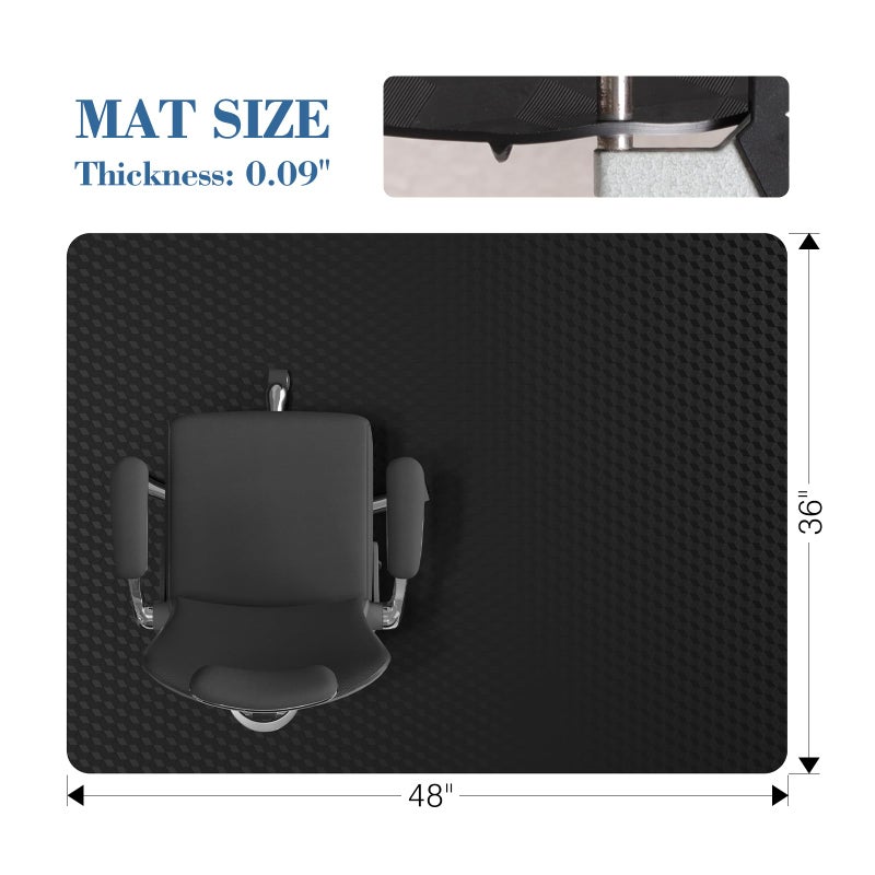 Tydle Chair Mat for Carpet 36" x 48" - 3D Geometric Chair Mat for Carpeted Floors, Plastic Floor Mat for Home Office, Black - Image 2
