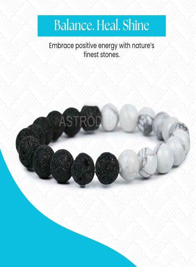 ASTRODIDI Natural Certified Lava Howlite Stone Bracelet for Money, Success & Positive Energy | Original Reiki Feng-Shui Healing Crystal Gemstone Bracelet for Men and Women - Image 5