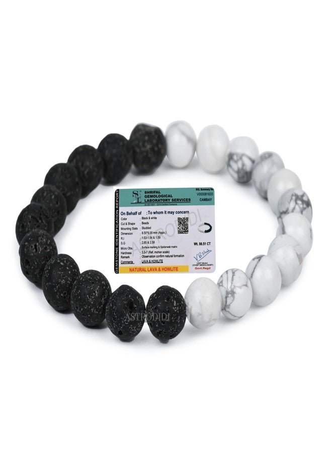 ASTRODIDI Natural Certified Lava Howlite Stone Bracelet for Money, Success & Positive Energy | Original Reiki Feng-Shui Healing Crystal Gemstone Bracelet for Men and Women - Image 2