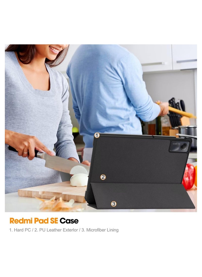 EVO Case for Xiaomi Redmi Pad SE 11 Inch 2023 - Ultra Thin with Stand Function, Slim Smart Protective Case, with Automatic Sleep/Wake Mode, Black  - Image 4