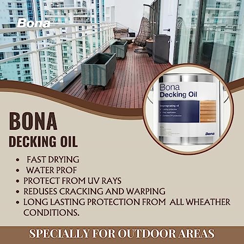 Bona Decking Oil Neutral Shade (2.5 Ltrs)(88 oz) (Specially Designed For Outdoor/Exterior Wood/Wooden Surfaces, Wood Polish) Cobalt Free Formula | Wood Oil | Wood Finish | Plant Based Oil - Image 3