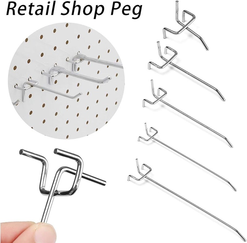 مجموعة خطافات لوحة مثقبة معدنية ثقيلة على شكل حرف L 50 قطعة، بطول 2.5-15 سم وسمك 3.5 مم - Image 5