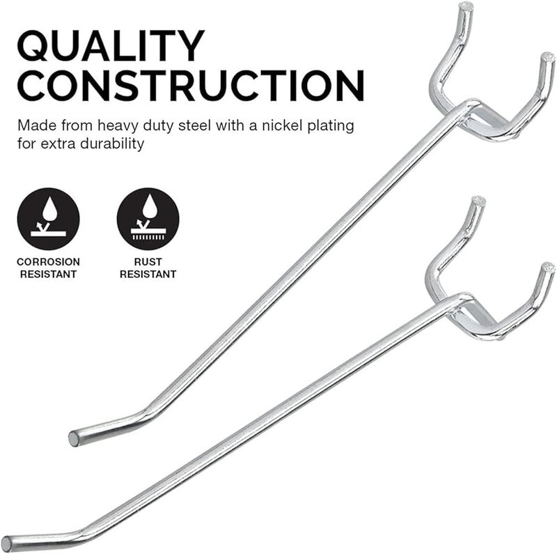 مجموعة خطافات لوحة مثقبة معدنية ثقيلة على شكل حرف L 50 قطعة، بطول 2.5-15 سم وسمك 3.5 مم - Image 3