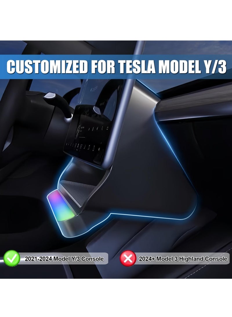 Loquat Center Console Organizer Tray for Tesla Model Y/3, Under Screen Storage Box with Ambient Light, Dashboard Organizer Tissue Holder for Model Y/3 Accessories 2024 2023 2022 2021 - Image 2