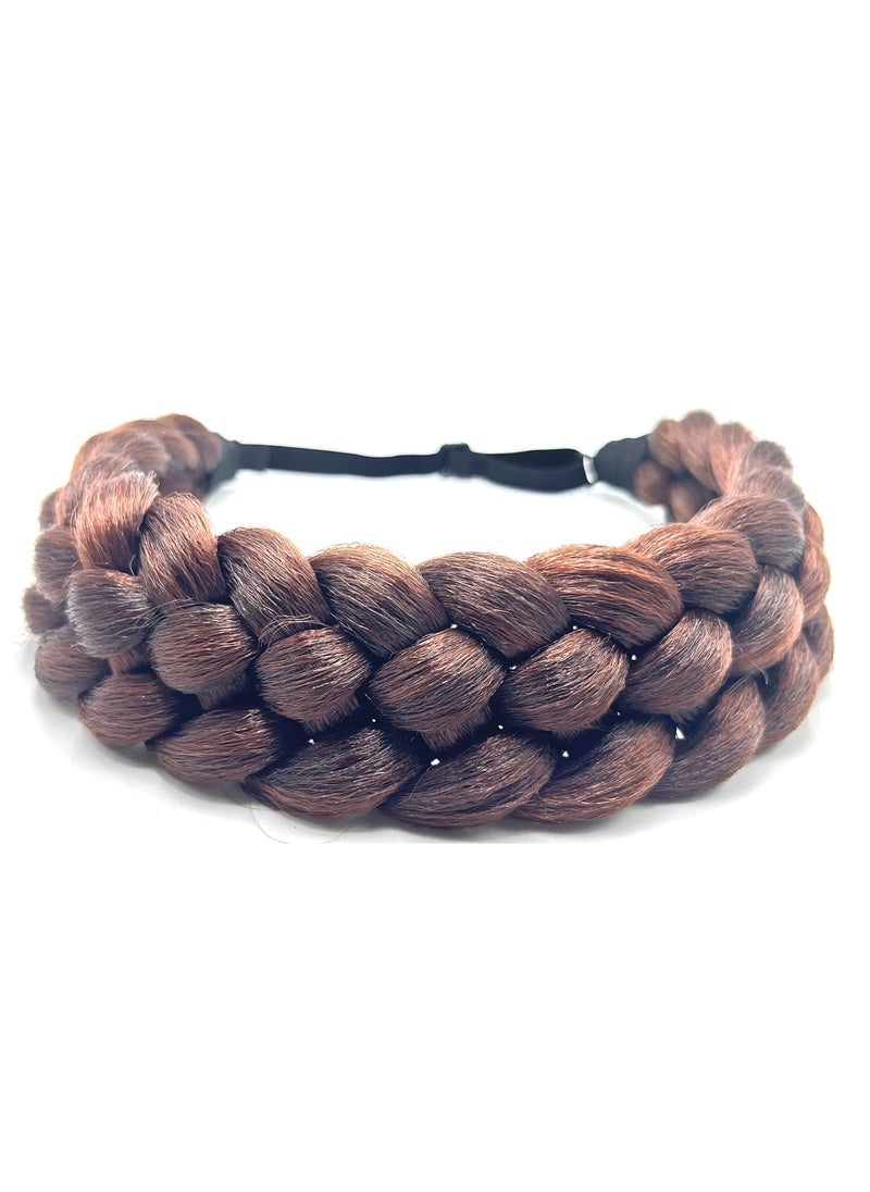TOECWEGR - TOECWEGR Hair Braided Headband Classic Chunky Wide Thick Plaited Braids Elastic Stretch Syntheti Buckling Hairpiece Braid Headband - Image 1