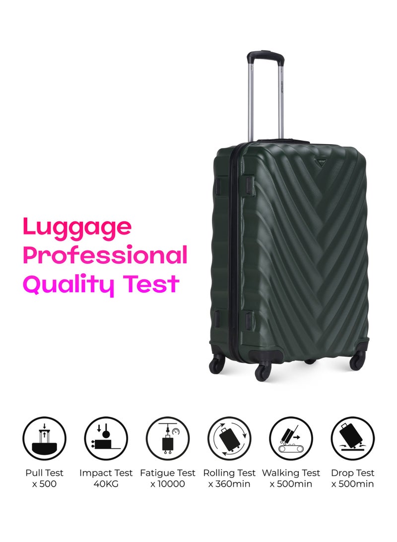 فيبتور مجموعة عربة نقل حقائب بعجلات صلبة بنظام فرامل مانعة للانغلاق مكونة من 3 قطع وعجلات دوارة برقم إقفال بمقاسات 20/24/28 بوصة   أخضر داكن - Image 4