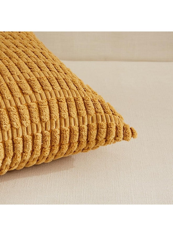 Fancy Homi Fancy Homi 4 Packs Boho Fall Decorative Throw Pillow Covers 20x20 Inch for Living Room Couch Bed Sofa, Rustic Farmhouse Home Decor, Soft Plush Striped Corduroy Square Cushion Case 50x50 cm  - Image 4