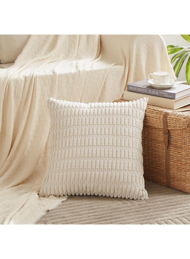 Fancy Homi Fancy Homi 4 Packs Boho Fall Decorative Throw Pillow Covers 20x20 Inch for Living Room Couch Bed Sofa, Rustic Farmhouse Home Decor, Soft Plush Striped Corduroy Square Cushion Case 50x50 cm  - Image 2
