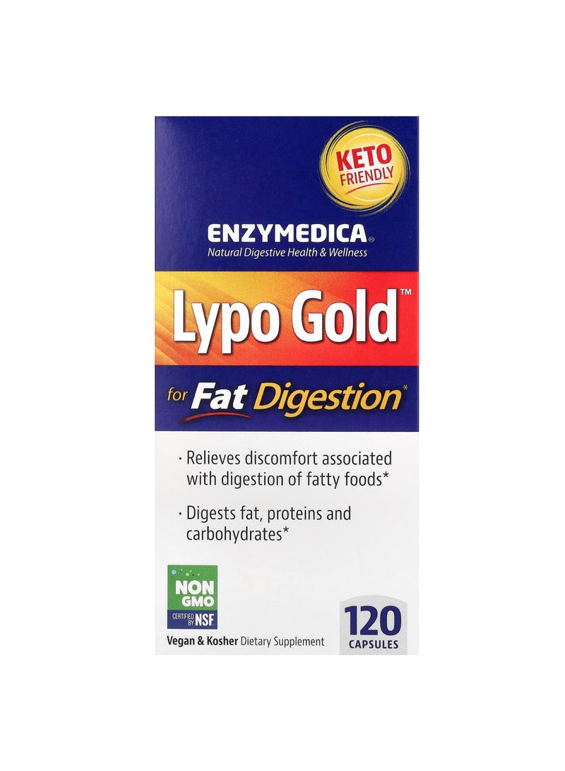 ENZYMEDICA Lypo Gold, For Fat Digestion, 120 Capsules