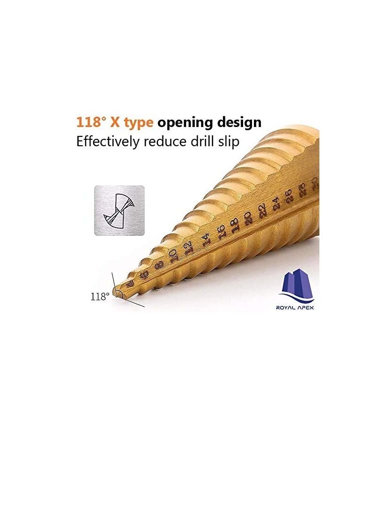 Step Drill Bit, High Speed Steel HSS Triangle Handle Pagoda Drill for Carbon Steel, Sheet Iron, Insulation Boards, PVC Boards and Wood (4mm to 30mm)  - Image 3