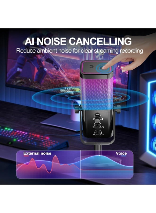 Joshberg USB Gaming Microphone RGB Condenser Mic with Noise Cancellation, Quick Mute & Monitoring, for Streaming/Discord/Twitch/Podcast/Videos/ASMR, for PC/Computer/PS4/PS5/Mac - Image 4