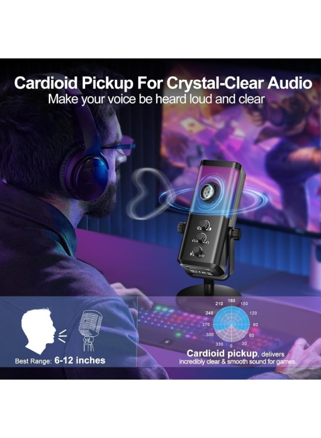 Joshberg USB Gaming Microphone RGB Condenser Mic with Noise Cancellation, Quick Mute & Monitoring, for Streaming/Discord/Twitch/Podcast/Videos/ASMR, for PC/Computer/PS4/PS5/Mac - Image 5