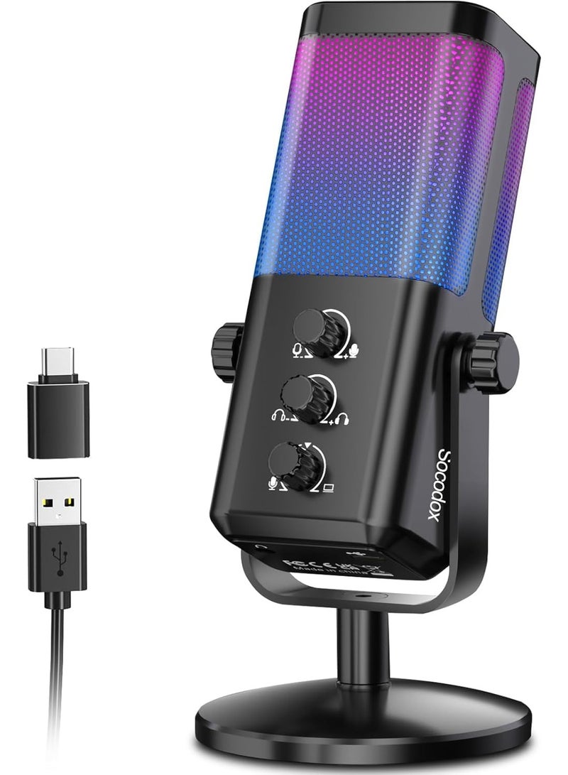 Joshberg USB Gaming Microphone RGB Condenser Mic with Noise Cancellation, Quick Mute & Monitoring, for Streaming/Discord/Twitch/Podcast/Videos/ASMR, for PC/Computer/PS4/PS5/Mac - Image 1