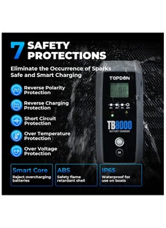 Topdon TOPDON 8A/3A/1A Car Battery Charger Automotive with Voltage Detection, 12V/6V TB8000 Automatic Battery Maintainer, Lead-Acid & Lithium, LiFePO4 Batteries,Trickle Charger, Float Charger, Storage Bag  - Image 5