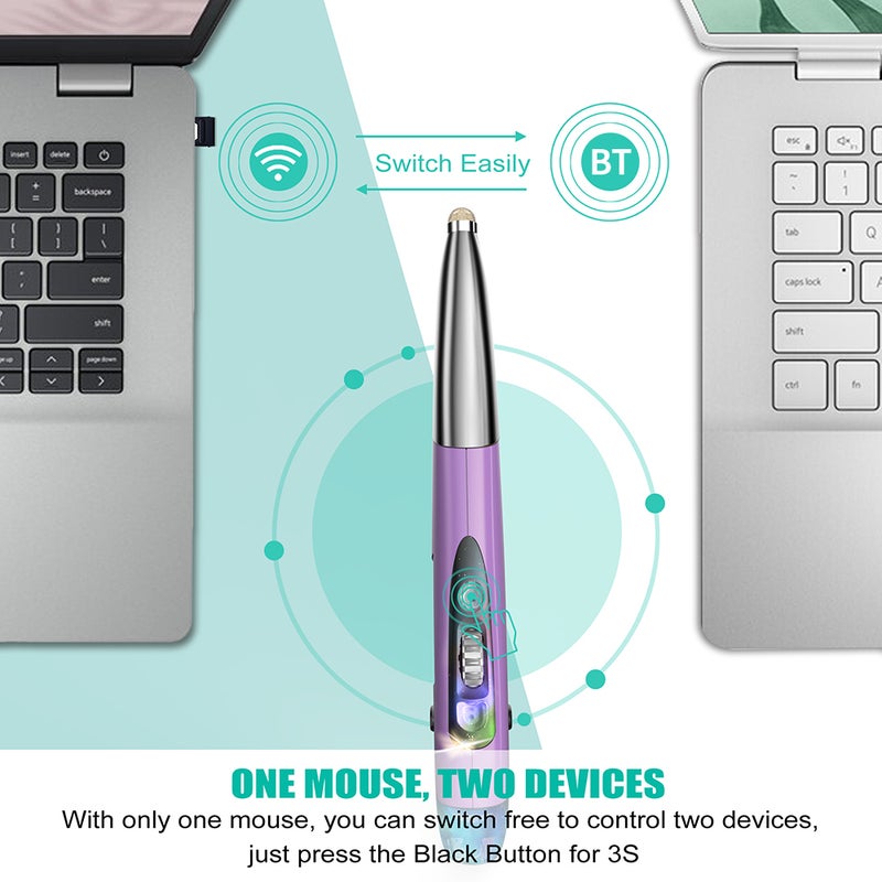 Three Mode 2.4G+BT3.0+5.0 Wireless Optical Pen 800/1200/1600DPI Rechargeable Pocket Pen for PC Laptop Computer Grey - Image 5