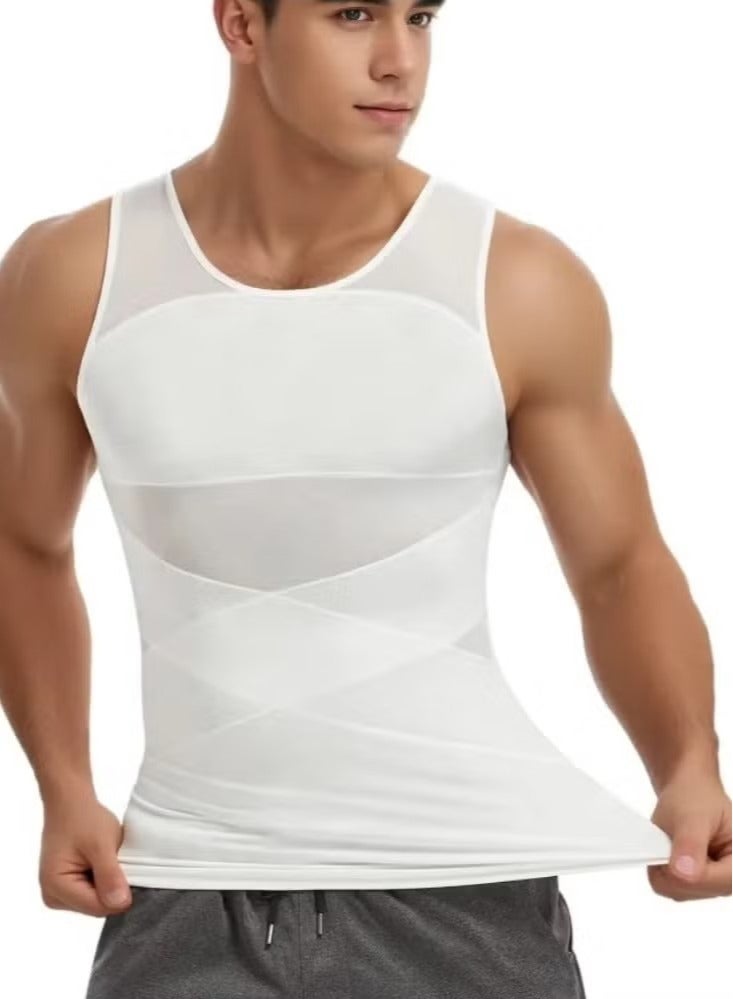 ميكسد صدرية ضغط الصدر للرجال، مُشكِّلة للجسم بدون أكمام، مُصحِّحة لوضعية الجسم، مُخَفِّفَة للبطن، مُشَكِّلة للخصر، قمم شبكية، قميص ضغط للرجال، قميص داخلي للتخسيس، مُشكِّل للجسم، قميص داخلي بدون أكمام، صدرية مُشَكِّلة للجسم - Image 1