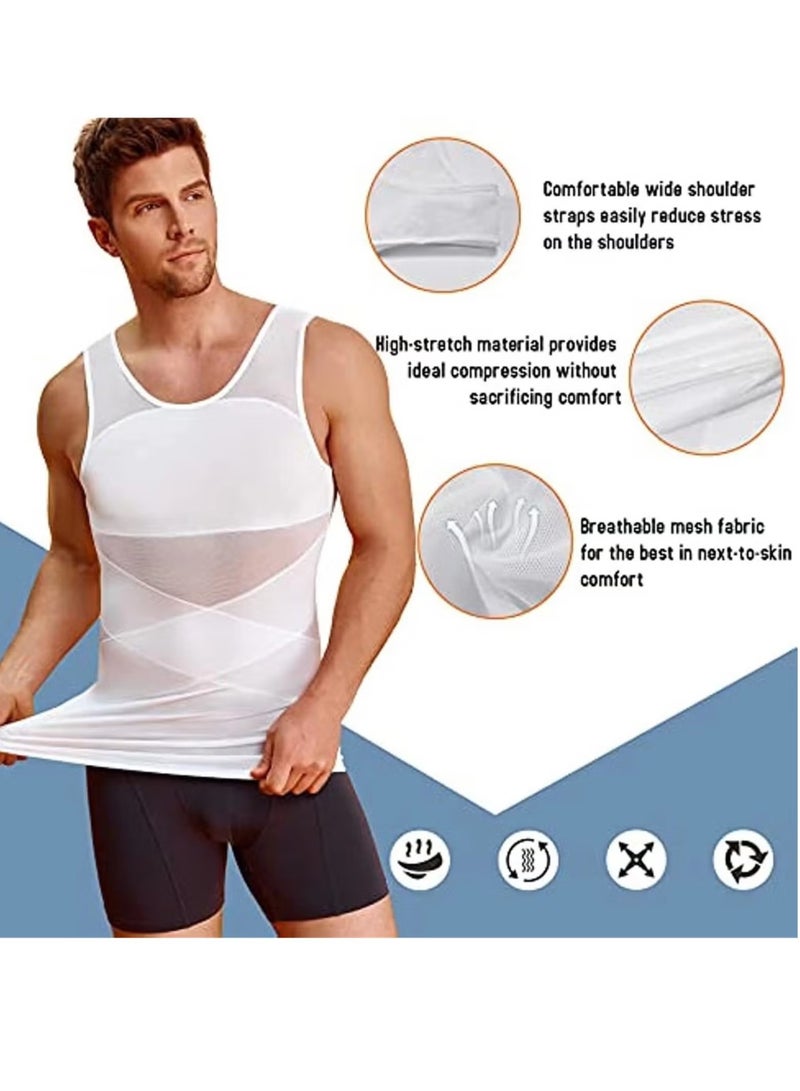 ميكسد صدرية ضغط الصدر للرجال، مُشكِّلة للجسم بدون أكمام، مُصحِّحة لوضعية الجسم، مُخَفِّفَة للبطن، مُشَكِّلة للخصر، قمم شبكية، قميص ضغط للرجال، قميص داخلي للتخسيس، مُشكِّل للجسم، قميص داخلي بدون أكمام، صدرية مُشَكِّلة للجسم - Image 2