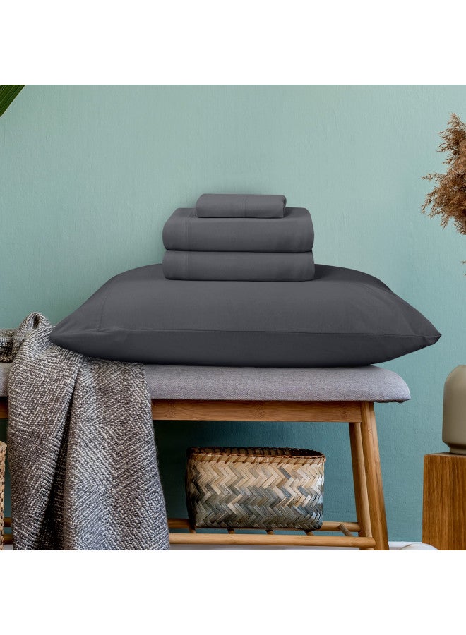 Utopia Bedding Utopia Bedding Queen Sheet Set - Jersey Knit Sheets 4 Piece Cotton Soft T-Shirt Stretchy Sheets ( Heather Light Grey)  - Image 3