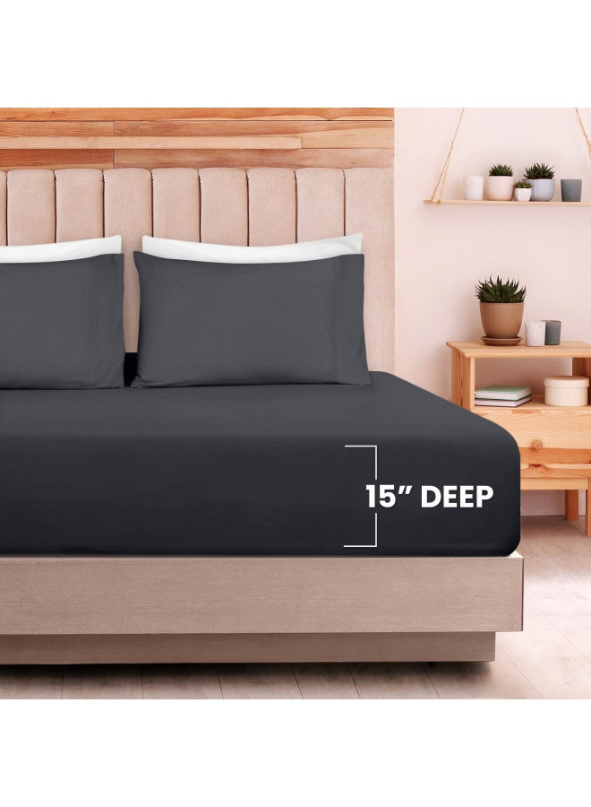 Utopia Bedding Utopia Bedding Queen Sheet Set - Jersey Knit Sheets 4 Piece Cotton Soft T-Shirt Stretchy Sheets ( Heather Light Grey)  - Image 4
