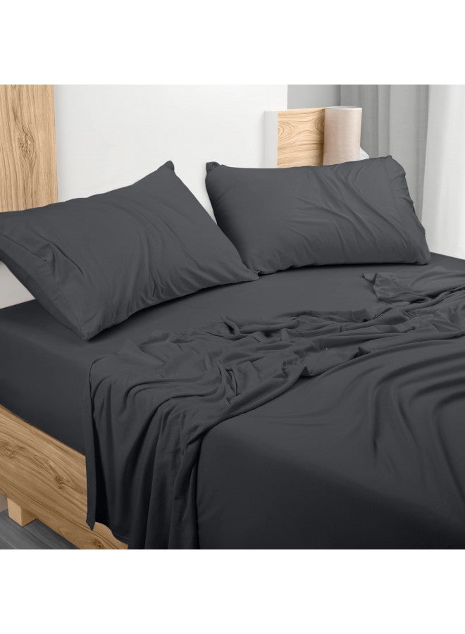 Utopia Bedding Utopia Bedding Queen Sheet Set - Jersey Knit Sheets 4 Piece Cotton Soft T-Shirt Stretchy Sheets ( Heather Light Grey)  - Image 1