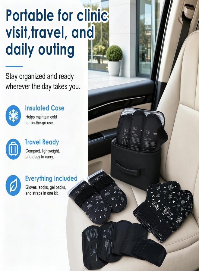 Relief Expert Cold Therapy Socks and Hand Ice Pack Set,Portable Gel Gloves & Socks with Insulated Carrier, Chemo Care Package for Women and Men, L, Black - Image 5