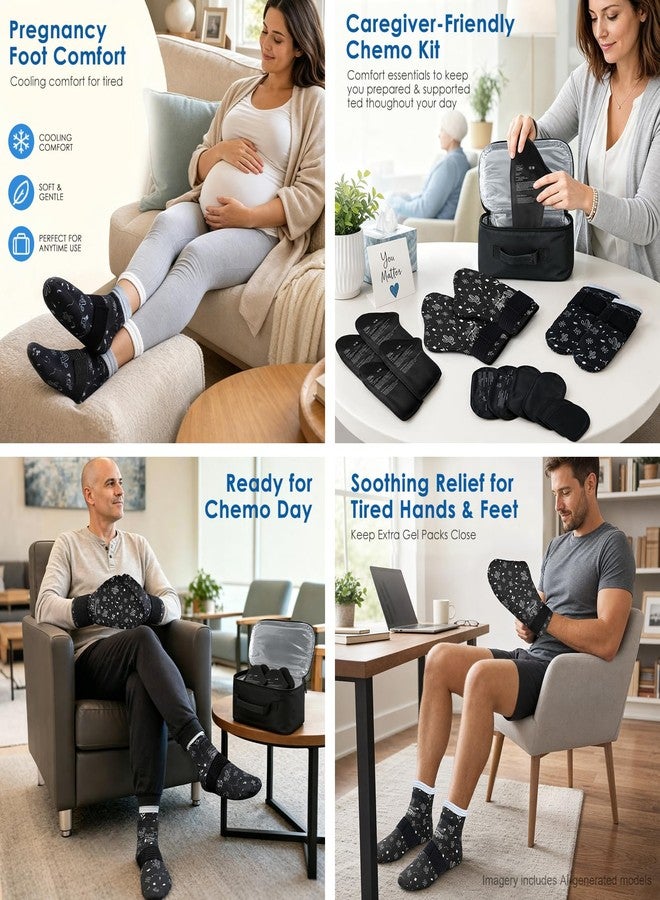 Relief Expert Cold Therapy Socks and Hand Ice Pack Set,Portable Gel Gloves & Socks with Insulated Carrier, Chemo Care Package for Women and Men, L, Black - Image 4