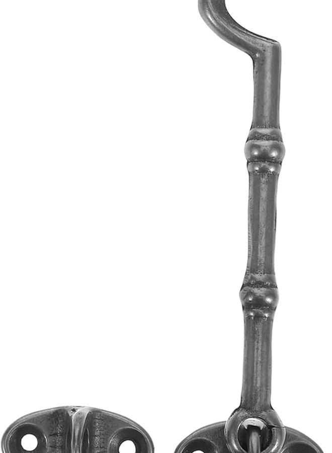 Black Hook and Eye Latch Replacement Rotating Brass Door Latch for Screen Doors Secure Windproof - Image 1