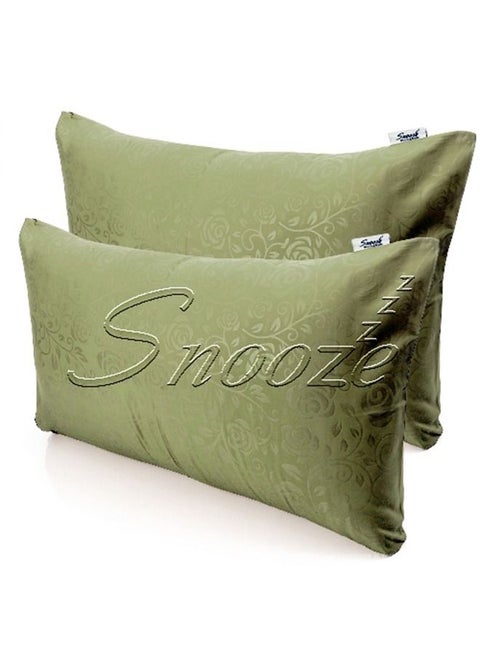 Snooze Jakared microfiber set of 2 pillowcases Dark green,  flowery design