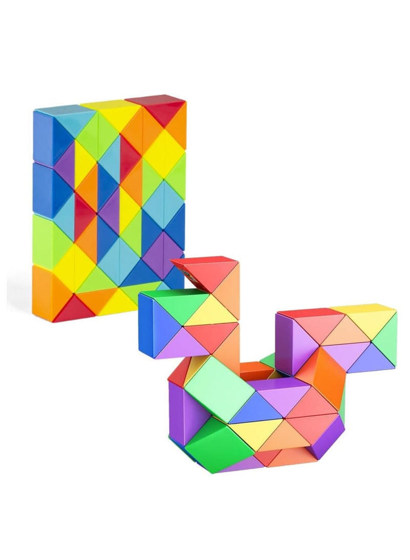 SHOWAY مكعب الثعبان السحري المتحرك - لعبة فكرية سحرية للأعصاب، مجموعة ألعاب حسية، ألعاب فكرية للأطفال والبالغين والمراهقين (48 قطعة: 84 سم) - Image 1