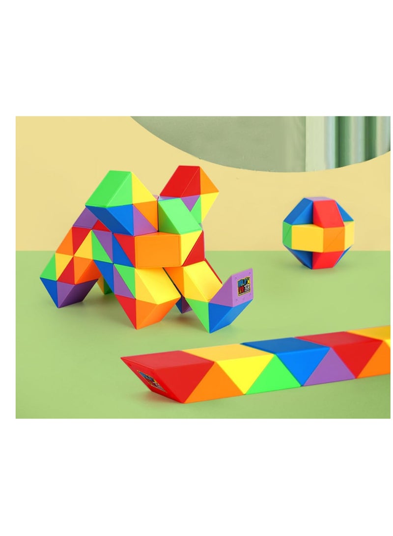 SHOWAY مكعب الثعبان السحري المتحرك - لعبة فكرية سحرية للأعصاب، مجموعة ألعاب حسية، ألعاب فكرية للأطفال والبالغين والمراهقين (48 قطعة: 84 سم) - Image 2