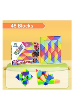SHOWAY Magic Ruler Fidget Snake Cube Twist Puzzle Magic Snake Sensory Toys Collection Brain Teaser, Dice Fidget Toys for Kids Adults Teens（48 Segment: 84cm）  - Image 5