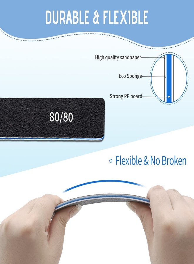 BLESWIN Professional 12 Pcs Emery Board for Acrylic & Gel Nails - 80/80 Grit, Double Sided Coarse Nail File for Home & Salon - Image 4