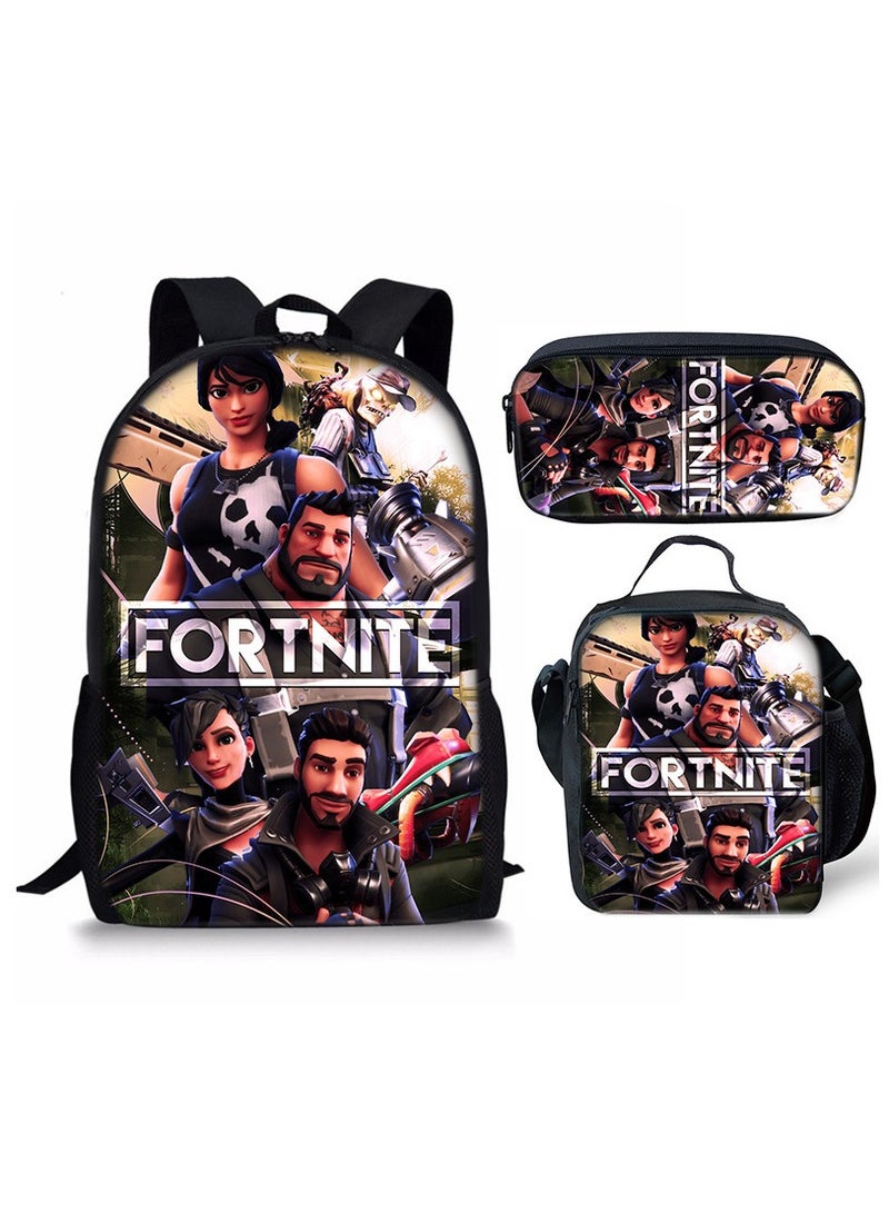 حقيبة ظهر Fortnite مع حقيبة ظهر ذات سعة كبيرة مكونة من ثلاث قطع وحقيبة ظهر للطلاب