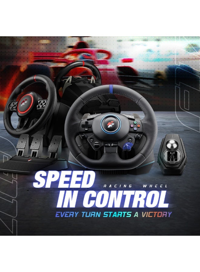 FLASHFIRE F127 MONACO Racing Wheel with Hall Sensor Technology, 6-Speed Shifter, Adjustable Rotation 270° and 900°, Vibration Motors, Pedals, RGB lights, Supports PC Mode X-input /D-input - Compatible with PS5, PS4, Xbox One/X/S, Switch, PC - Image 2