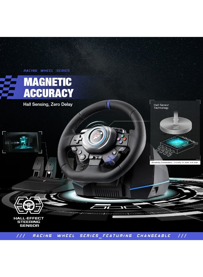 FLASHFIRE F127 MONACO Racing Wheel with Hall Sensor Technology, 6-Speed Shifter, Adjustable Rotation 270° and 900°, Vibration Motors, Pedals, RGB lights, Supports PC Mode X-input /D-input - Compatible with PS5, PS4, Xbox One/X/S, Switch, PC - Image 5