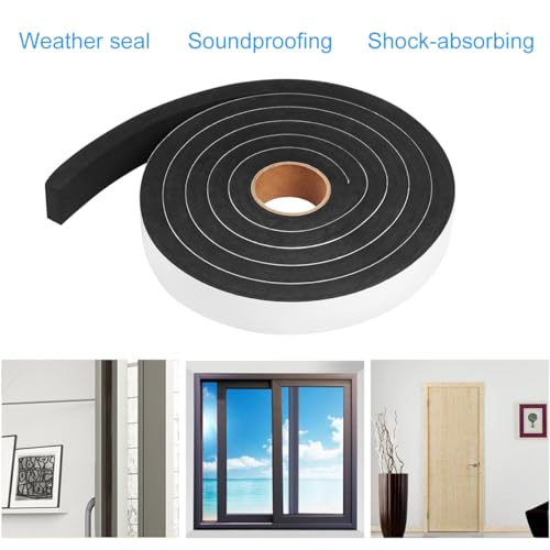 YIJUHOU Seal Foam Tape, 2 Rolls 1 Inch W x 1/2 Inch T Weather Stripping for Door and Window,High Density Single Sided Closed Cell Door Insulation Weather Strip, 2 Rolls Total 13FT Black - Image 3